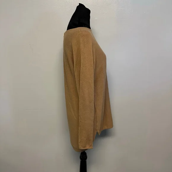 Women's Michael Kors Brown Crew Neck Sweater size medium zipper accents knitted - Picture 3 of 8